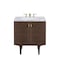 James Martin Vanities Amberly 30in Single Vanity, Mid-Century Walnut w/ 3 CM Carrara Marble Top 670-V30-WLT-3CAR - alternate 1